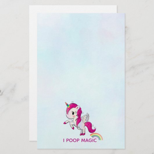 I Poop Magic Funny Unicorn Gezegde Briefpapier (Voorkant / Achterkant)