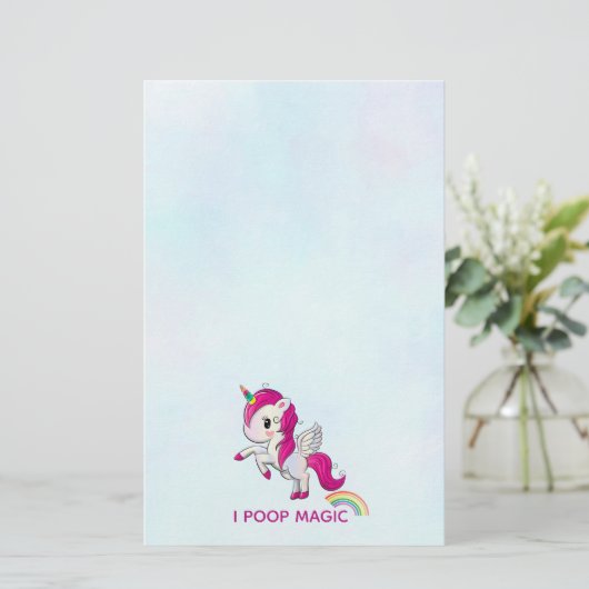 I Poop Magic Funny Unicorn Gezegde Briefpapier (Staand voorkant)