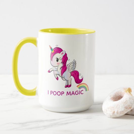 I Poop Magic Funny Unicorn Gezegde Mok (Met donut)