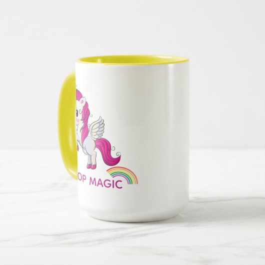 I Poop Magic Funny Unicorn Gezegde Mok (Voorkant links)