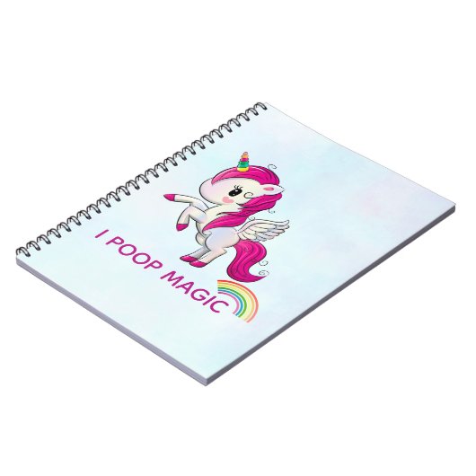 I Poop Magic Funny Unicorn Gezegde Notitieboek (Linkerzijde)