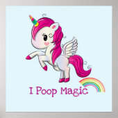 I Poop Magic Funny Unicorn Gezegde Poster (Voorkant)