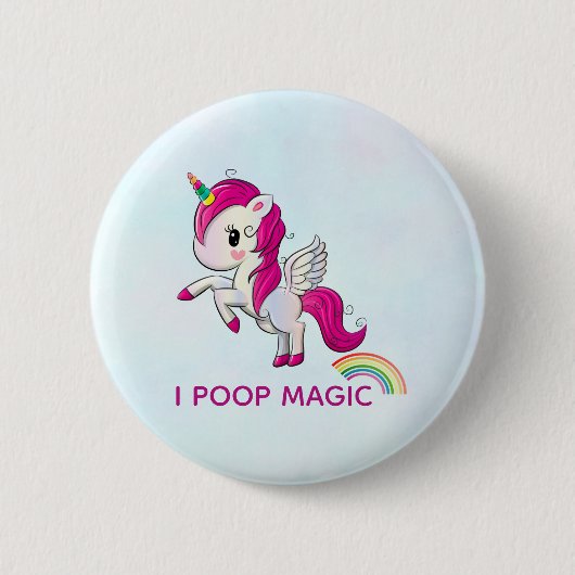 I Poop Magic Funny Unicorn Gezegde Ronde Button 5,7 Cm (Voorkant)