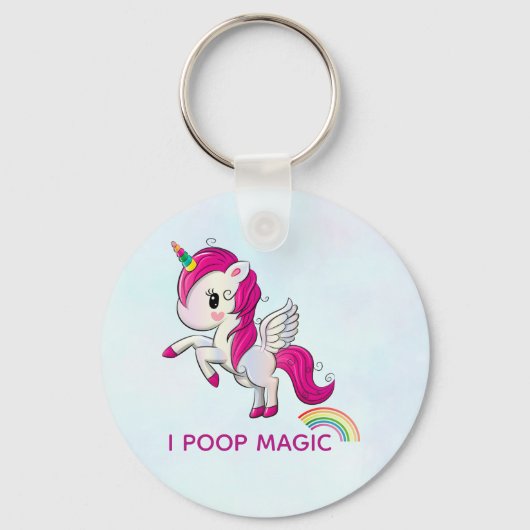 I Poop Magic Funny Unicorn Gezegde Sleutelhanger (Voorkant)