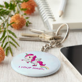 I Poop Magic Funny Unicorn Gezegde Sleutelhanger (Zijkant)