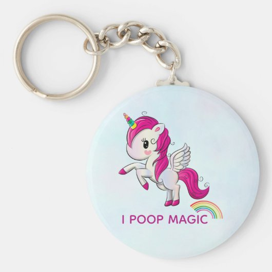 I Poop Magic Funny Unicorn Gezegde Sleutelhanger (Voorkant)