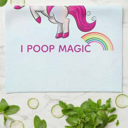 I Poop Magic Funny Unicorn Gezegde Theedoek (Gevouwen)