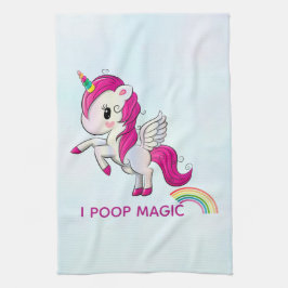 I Poop Magic Funny Unicorn Gezegde Theedoek