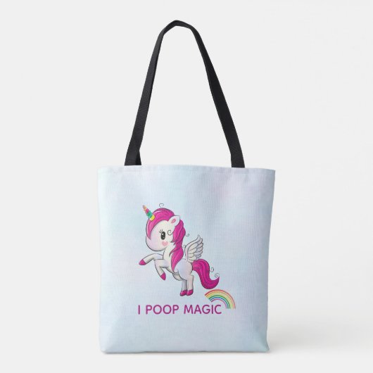 I Poop Magic Funny Unicorn Gezegde Tote Bag (Achterkant)