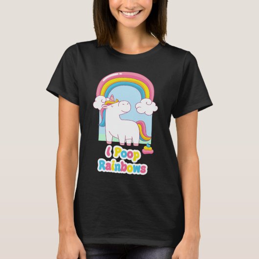 I Poop Rainbows Funny Unicorn T-shirt (Voorkant)
