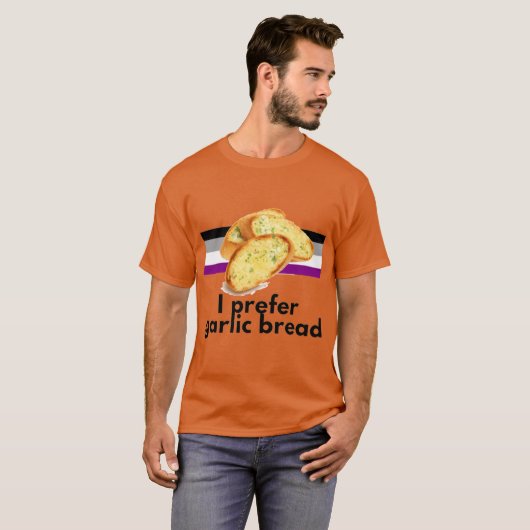 I Prefer Garlic Bread Aseual Pride retro T-shirt (Voorkant volledig)