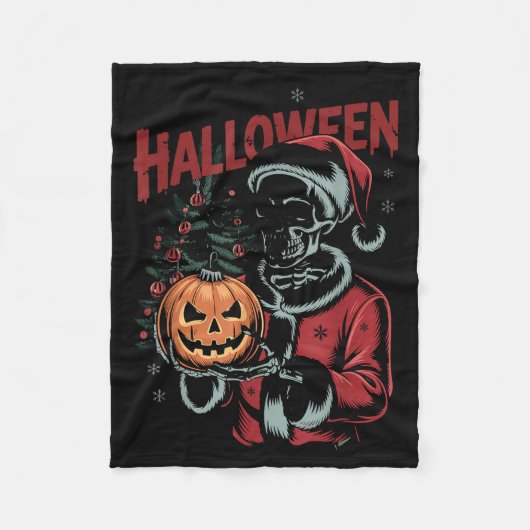 I Prefer Halloween Christmas Creepy Cute Skeleton  Fleece Deken (Voorkant)