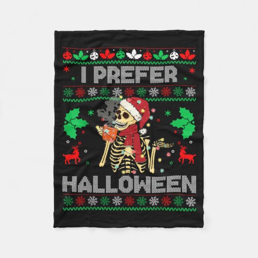 I Prefer Halloween Christmas Sweater Funny Holiday Fleece Deken (Voorkant)