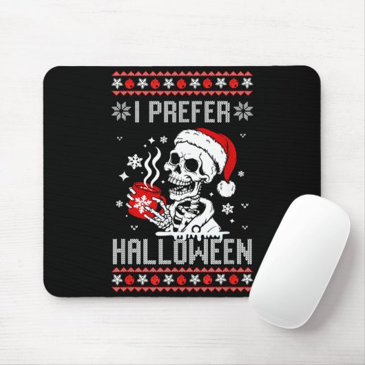 I Prefer Halloween Christmas Sweater Skeleton Ugly Muismat (Met muis)