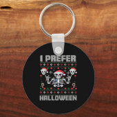 I Prefer Halloween Funny Christmas Ugly Skeleton X Sleutelhanger (Voorkant)