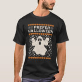 I Prefer Halloween Skeleton Santa Christmas Patter T-shirt (Voorkant)