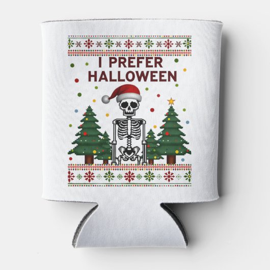 I Prefer Halloween Skeleton Ugly Christmas Skull S Blikjeskoeler (Voorkant)