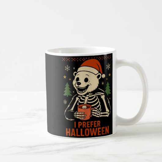 I Prefer Halloween Tree Bear Skeleton Christmas Wo Koffiemok (Rechts)