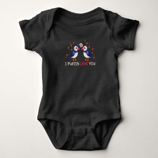 I Puffin Love You Relatie Hearts Seabirds Romper (Voorkant)
