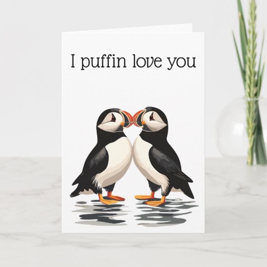 I Puffin Love You Valentijnsdag Jubileum Kaart (Voorkant)