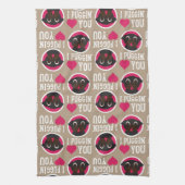 I Puggin Love You Black Pug Circles and Hearts Theedoek (Verticaal)