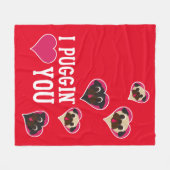 I Puggin'Love You Valentijn Fleece Blanket Red Deken (Voorkant (Horizontaal))
