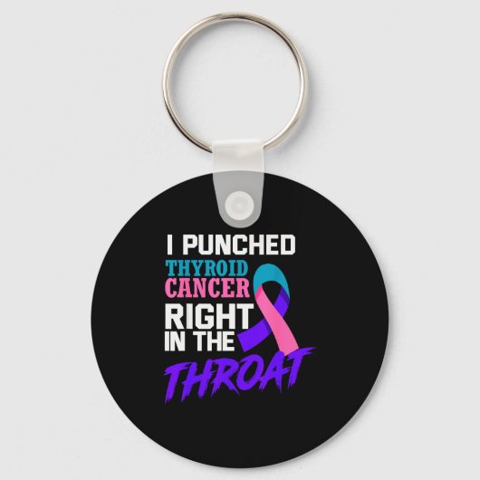 I Punched Thyroid Cancer Funny Thyroid Cancer Surv Sleutelhanger (Voorkant)