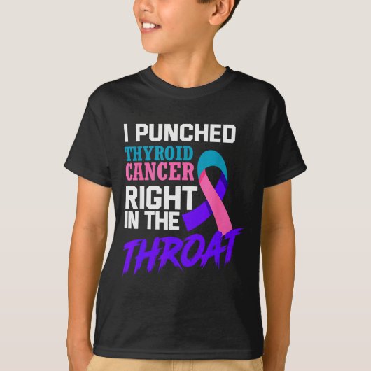 I Punched Thyroid Cancer Funny Thyroid Cancer Surv T-shirt (Voorkant)