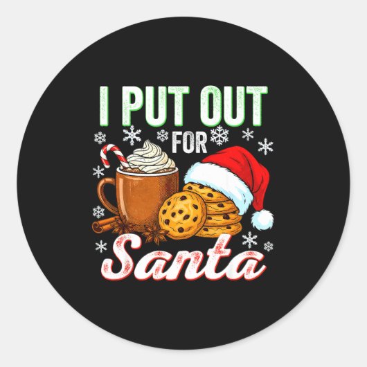 I Put Out For Santa Funny Xmas Christmas Couple Ma Ronde Sticker (Voorkant)