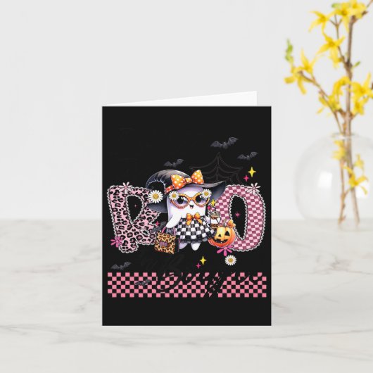 I Put The Boo In Boujee Cute Ghost Leopard Boujie  Kaart (Gele Bloem)