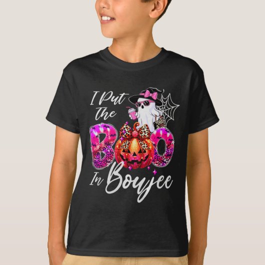 I Put The Boo In Boujee Cute Leopard Boujie Ghost  T-shirt (Voorkant)