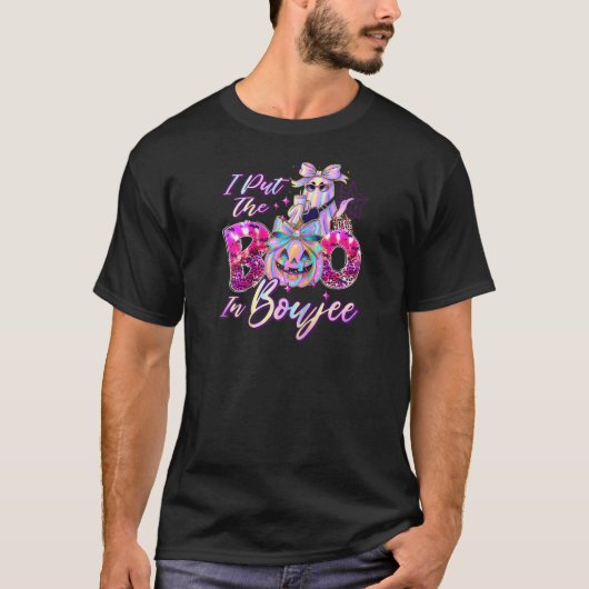 I Put The Boo in Boujee Cute Leopard Boujie Ghost  T-shirt (Voorkant)