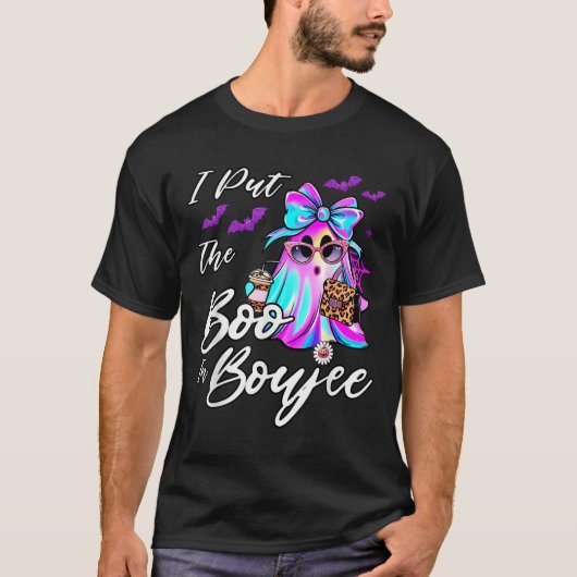 I Put The Boo In Boujee Funny Leopard Boujie Ghost T-shirt (Voorkant)