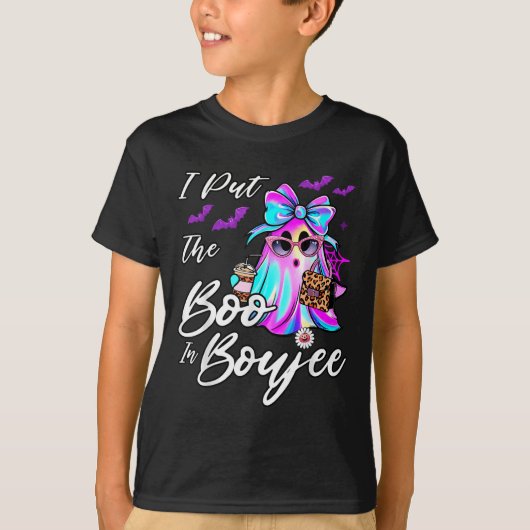 I Put The Boo In Boujee Funny Leopard Boujie Ghost T-shirt (Voorkant)