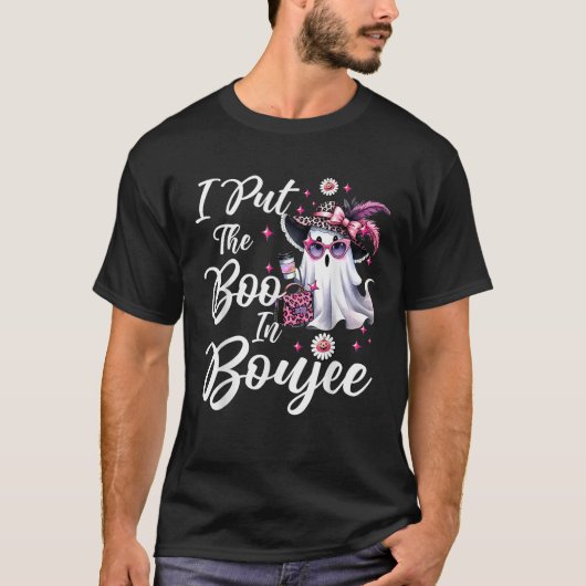 I Put The Boo in Boujee Ghost Funny Pink Leopard H T-shirt (Voorkant)