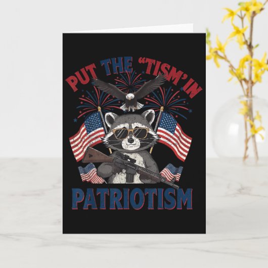I Put The Tism In Patriotism Athletic Eagle Kaart (Gele Bloem)