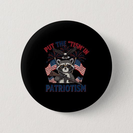 I Put The Tism In Patriotism Athletic Eagle Ronde Button 5,7 Cm (Voorkant)