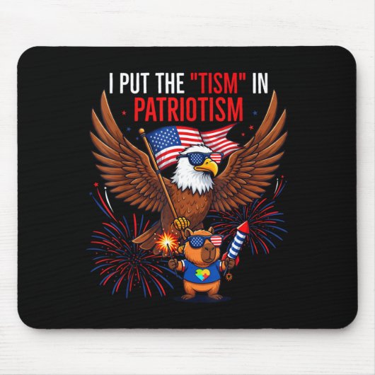 I Put The Tism In Patriotism Athletic Eagle Tism F Muismat (Voorkant)