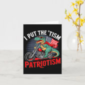 I Put The Tism In Patriotism Motorcycle Dinosaur  Kaart (Gele Bloem)