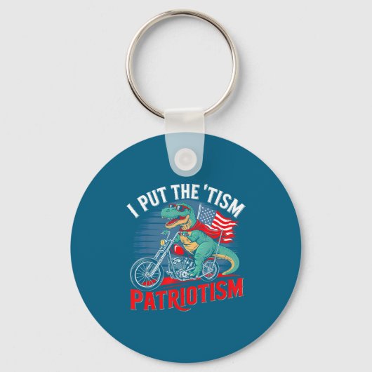 I Put The Tism In Patriotism Motorcycle Dinosaur  Sleutelhanger (Voorkant)