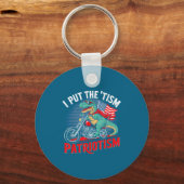 I Put The Tism In Patriotism Motorcycle Dinosaur  Sleutelhanger (Voorkant)