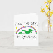 I Put The Y In Dyslexia Funny Cute Frog Saying Quo Kaart (Gele Bloem)