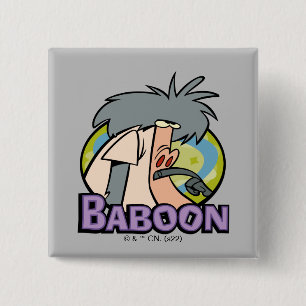 I.R. Baboon Character Badge Vierkante Button 5,1 Cm