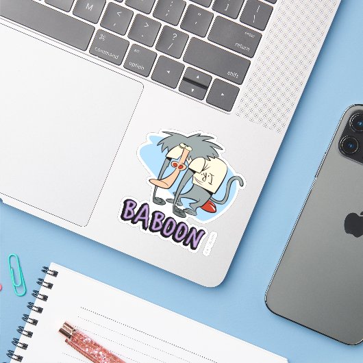 I.R. Baboon Character Graphic Sticker (Laptop met iPhone)