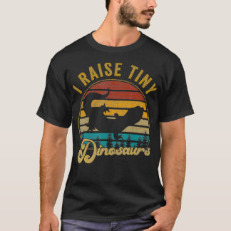 I Raise Tiny Dinosaurs Funny  Retro 70S Leo T-shirt