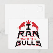 I Ran with the Bulls Pamplona Running the Bulls Briefkaart (Voorkant / Achterkant)