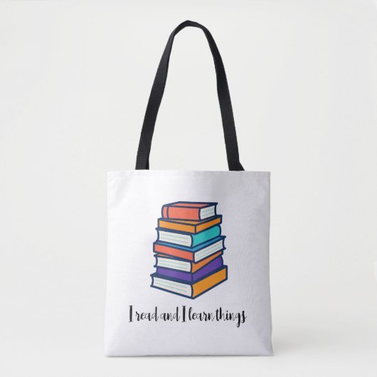 I read and learn things tote bag (Voorkant)
