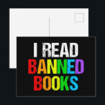 I Read Banned Books Rainbow Briefkaart<br><div class="desc">I read banned books. A cool rainbow postcard for people who like reading LGBTQ novels and other things that have been removed from the school library. A cute liberal gift.</div>
