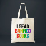 I Read Banned Books Rainbow Tote Bag<br><div class="desc">I read banned books. A cool rainbow tote bag for people who like reading LGBTQ novels and other things that have been removed from the school library. A cute liberal gift.</div>
