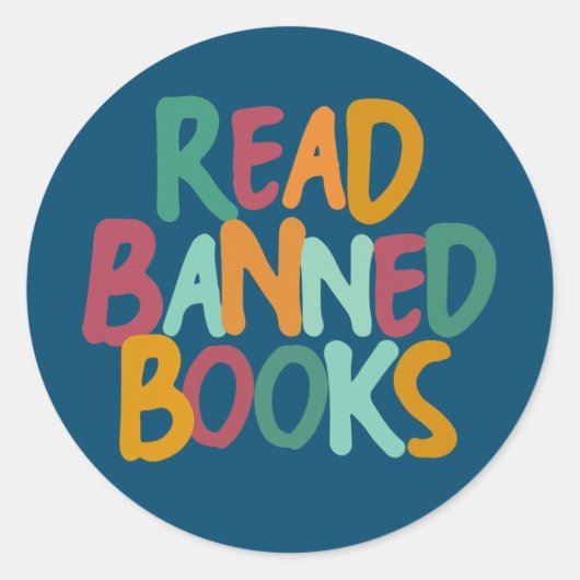 I Read Banned Books Reading Bookworm  Ronde Sticker (Voorkant)